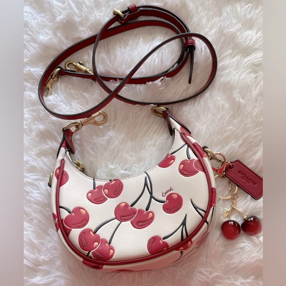 Coach Jonie Mini Crossbody with Cherry Print and Cherry charm - Picture 1 of 14